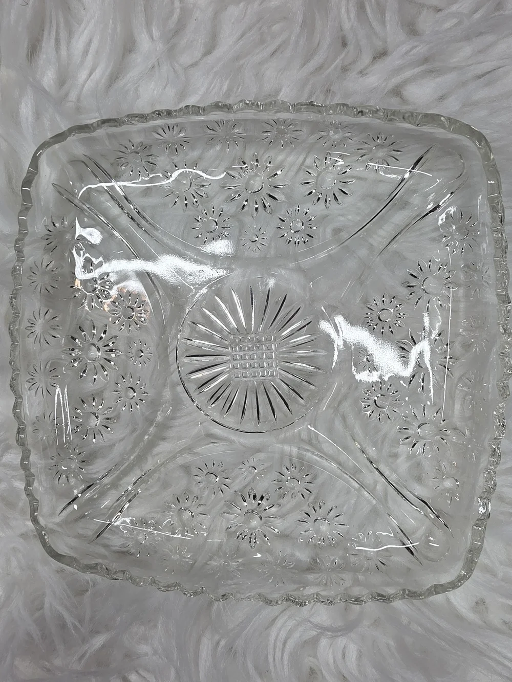 Clear Floral Pressed Glass Wall Decor Panel